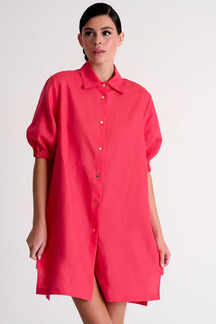 Linen Dress - 52436-65-300 02 / 300 Pink / 100% LINEN