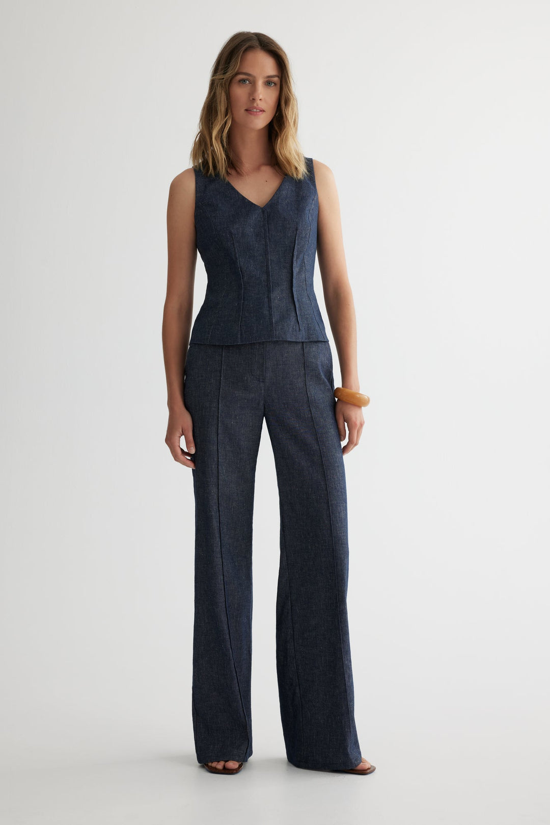 Denim sleeveless top