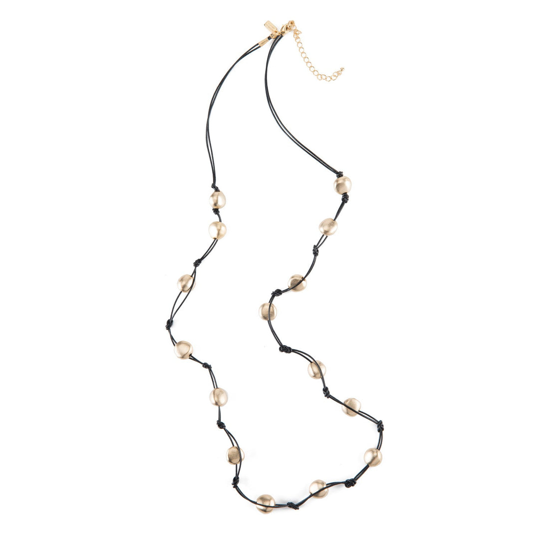 Matte Gold Pebble Bead Layer Necklace