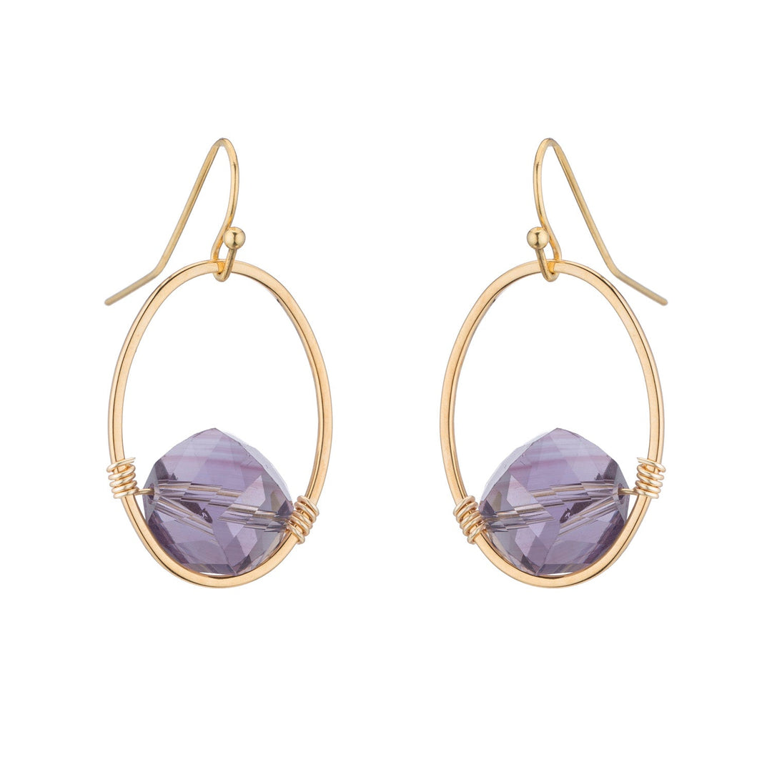 Tanzanite Faceted Crystal Oval Gold Wrap Earrings