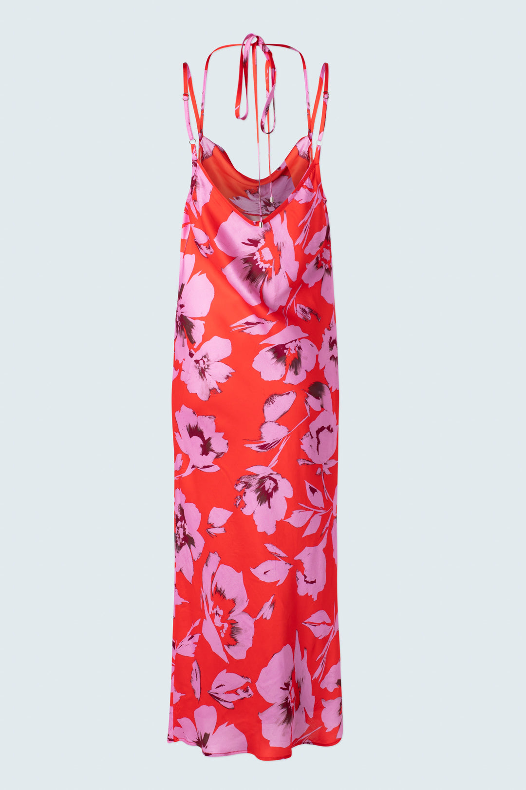 Printed slip dress with cowl neck