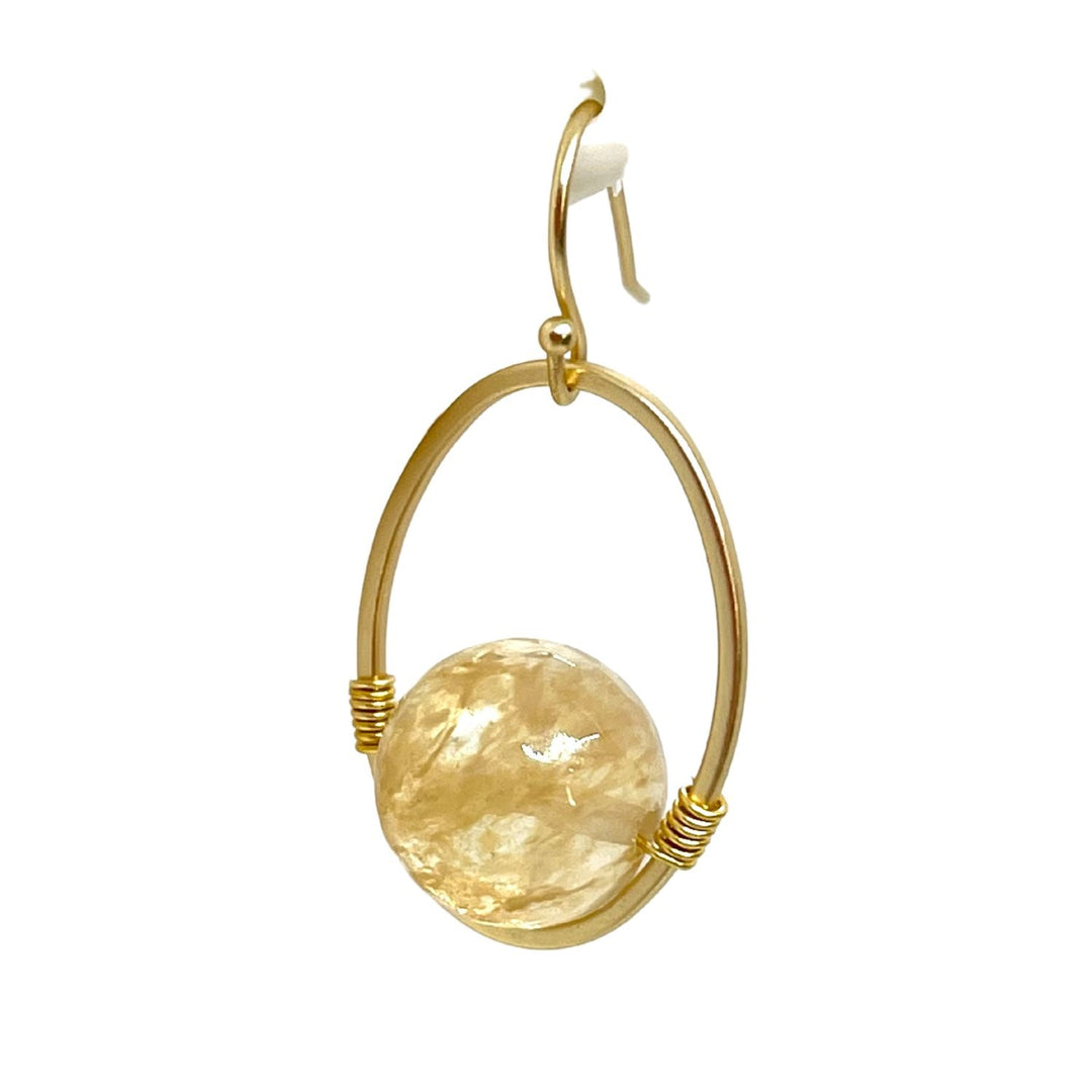 Citrine And Matte Gold Oval Wrap Earrings