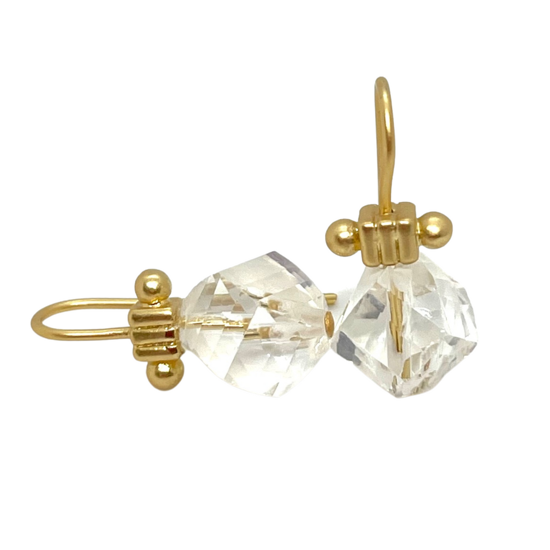 Clear Sliced Crystal Column Top Earrings