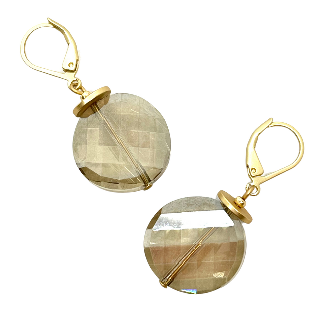 Champagne Coin Crystal Earrings