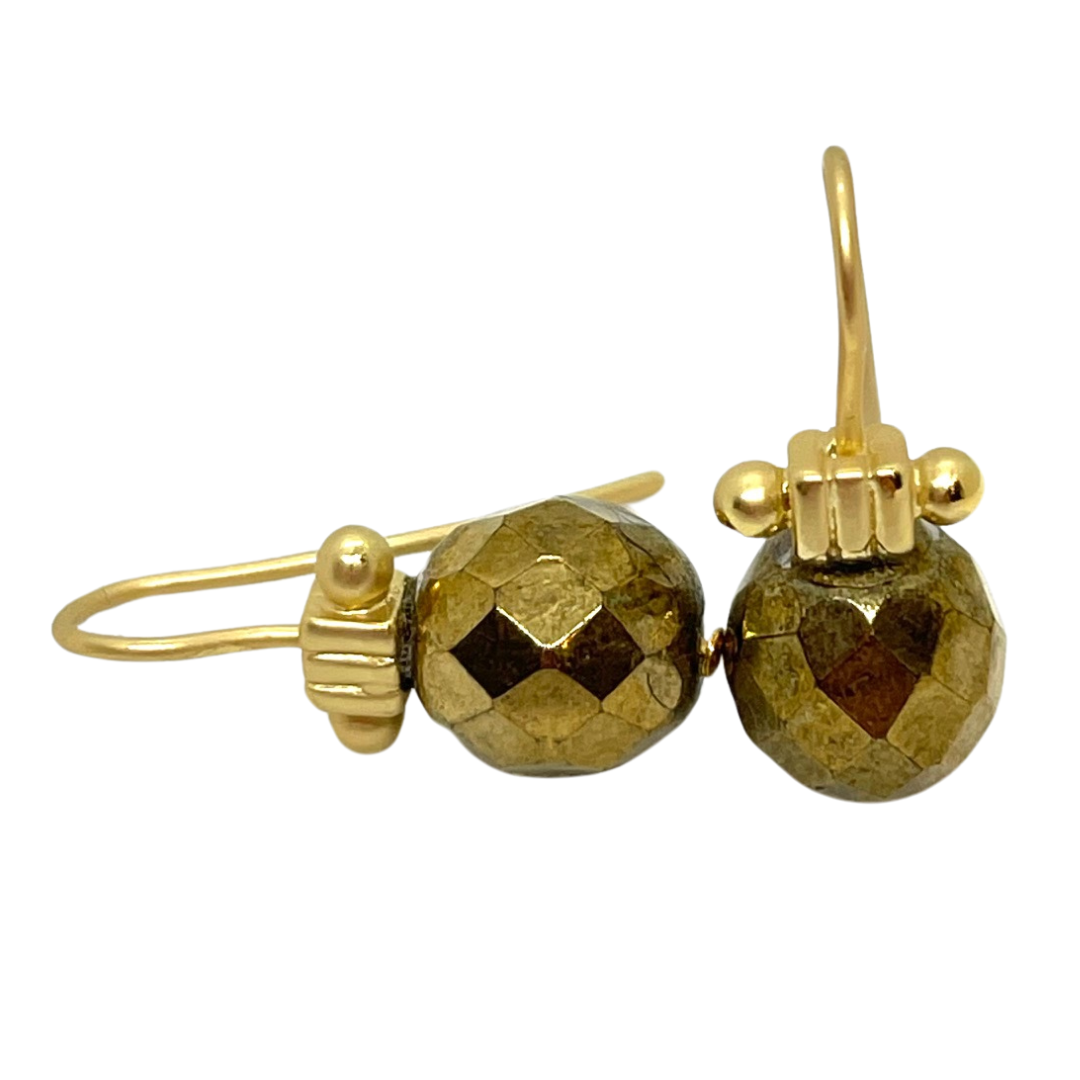Metallic Gold Bead Column Top Earring
