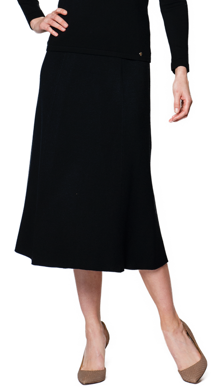 Lydia A-Line Midi Skirt; Black
