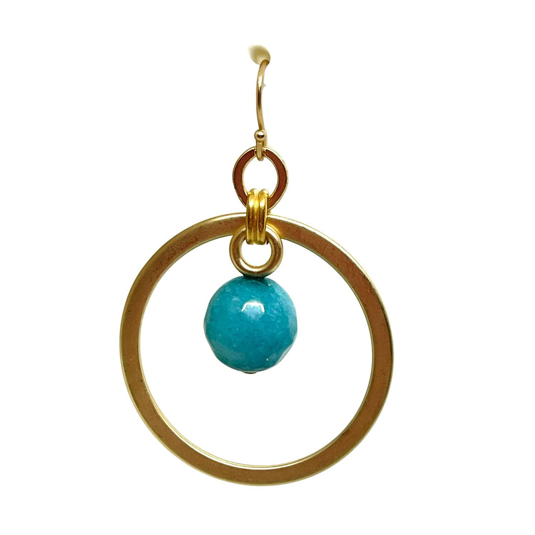 Turquoise Jade Matte Gold Earrings
