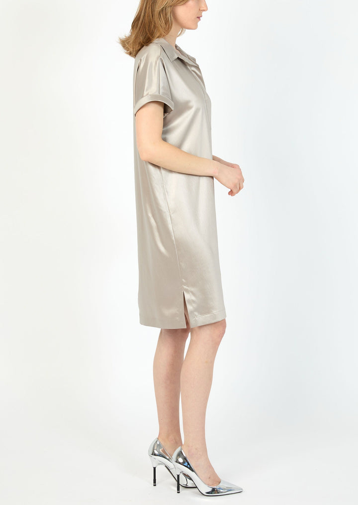 TEXTURED SATIN DRESS