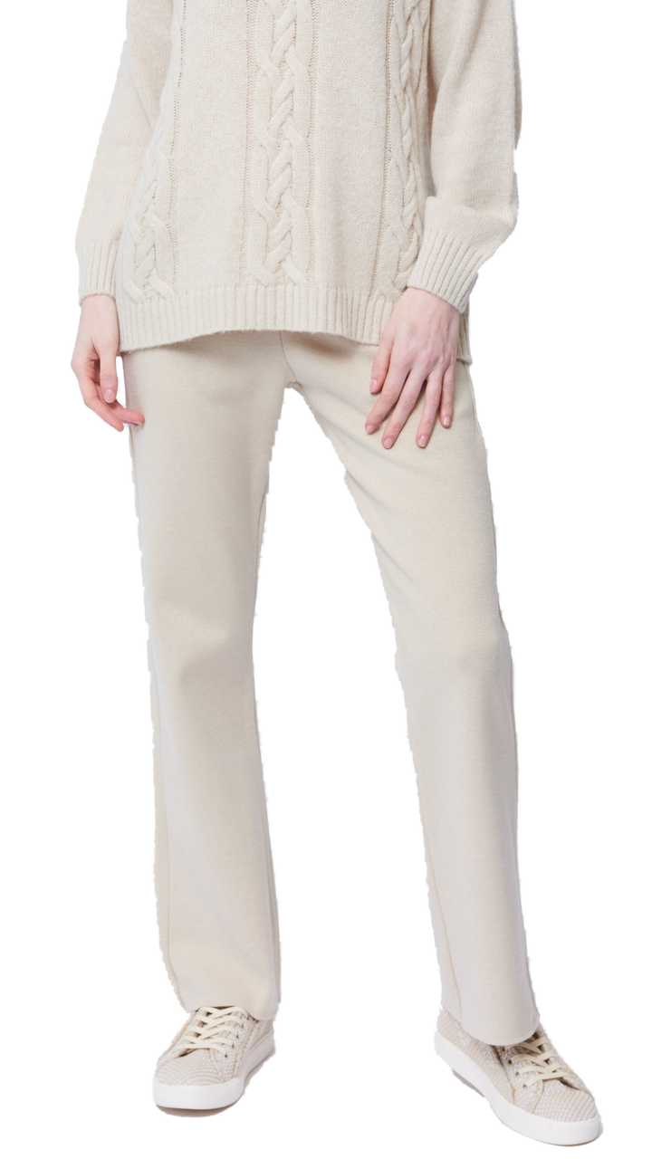 Monique Milano-Knit Boot Leg  Pants; Beige Melange