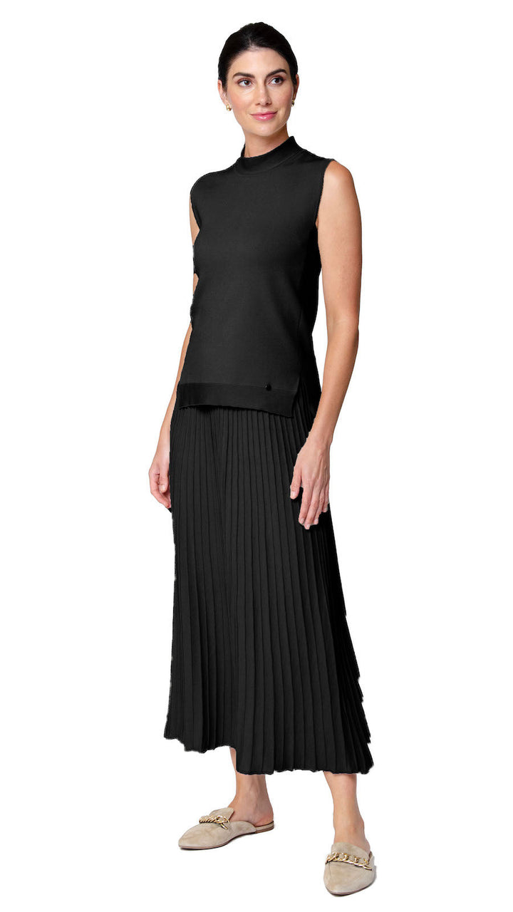 Geraldina Pleated-Knit Maxi Skirt; Black