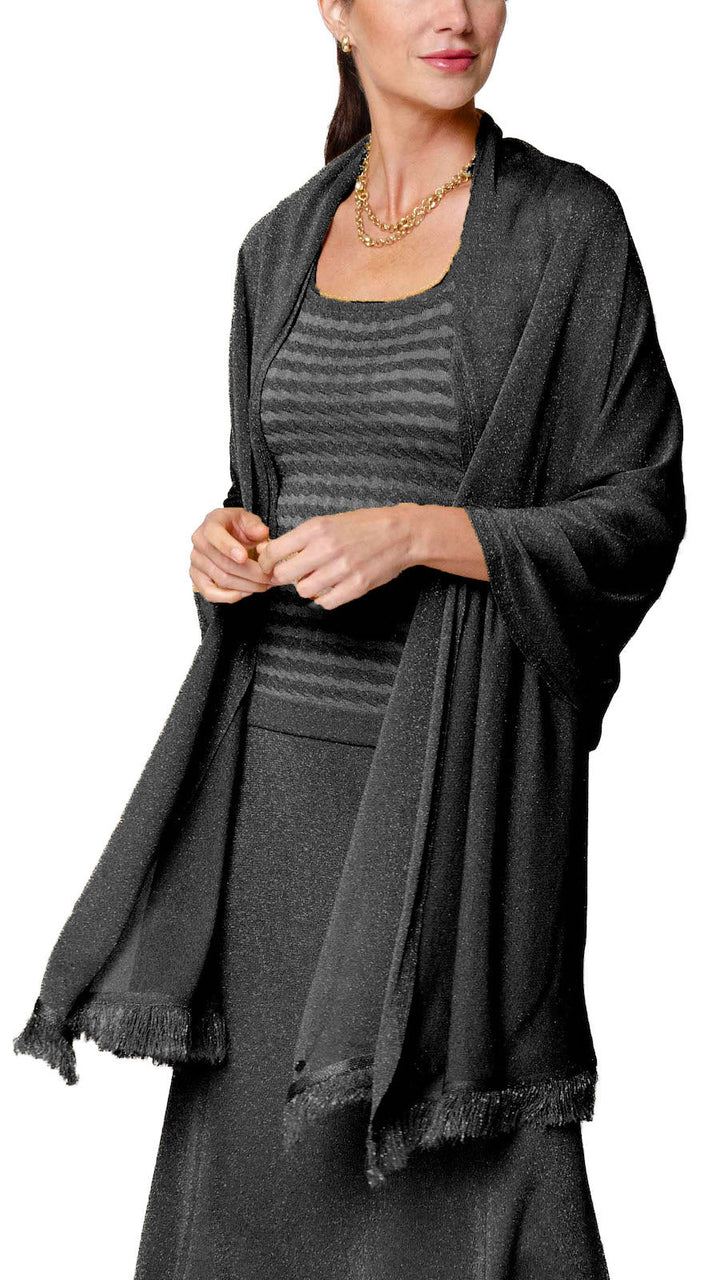 Star Dust Shimmer Shawl; Silver Black