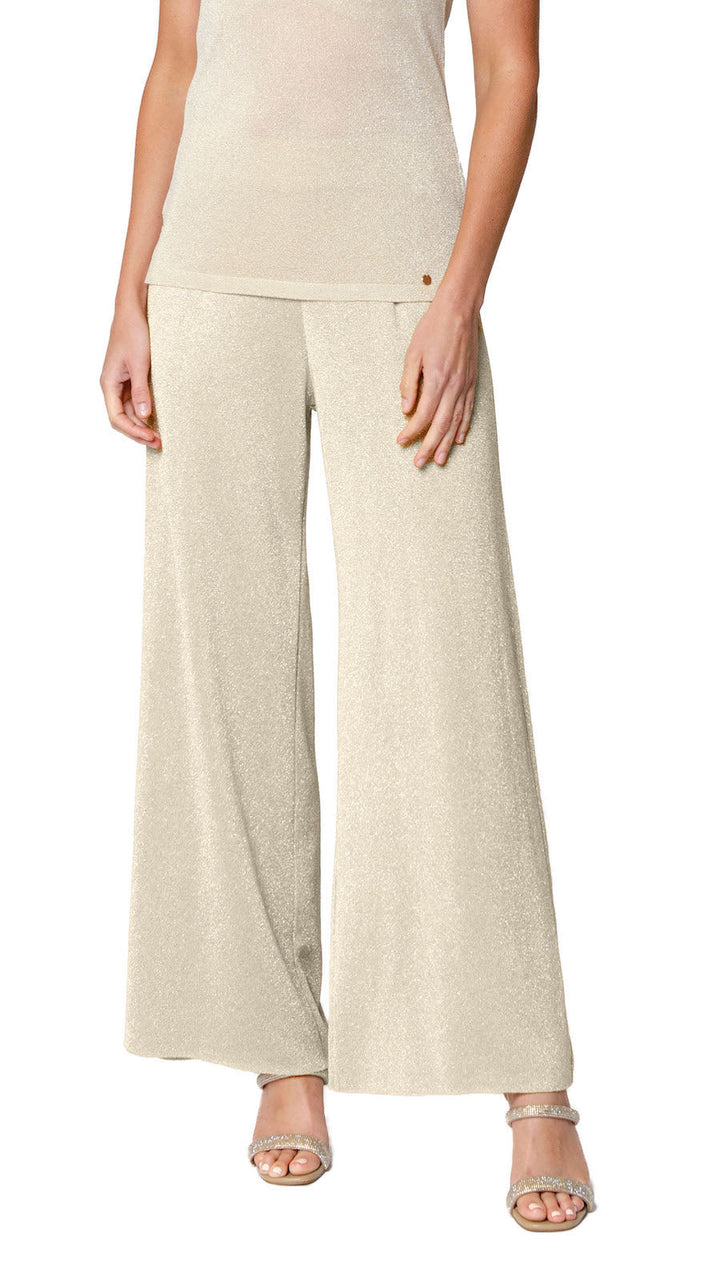 Paola Wide Leg Shimmery Pant; Gold Beige