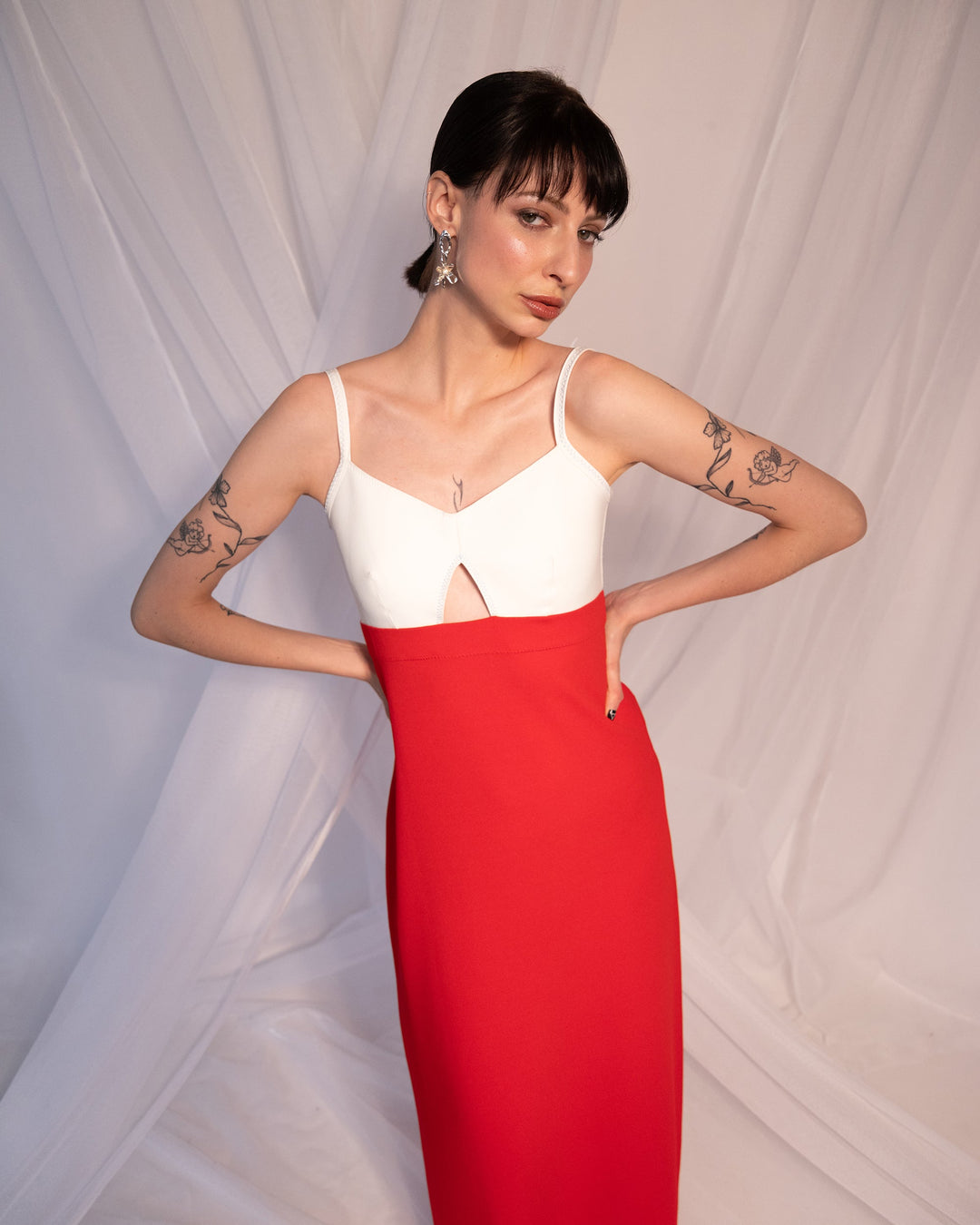 Maison Marie Saint Pierre | Dress | KALVIN | White | Red