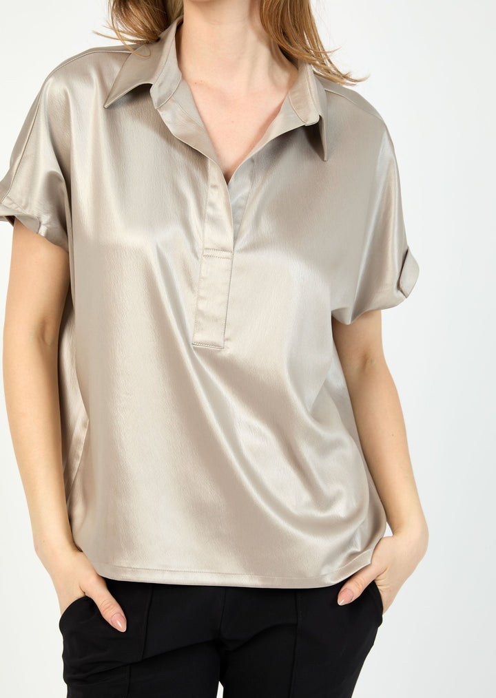 TEXTURED SATIN TOP