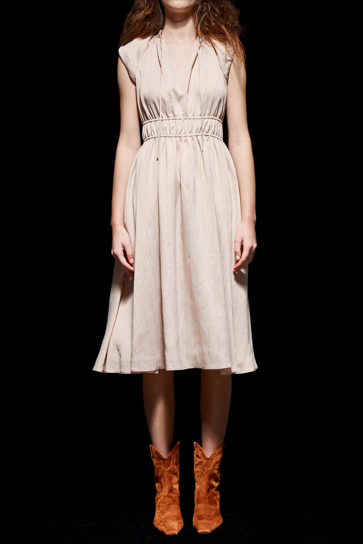 The Lightness Dress - Copper White Stripe PRE-ORDER