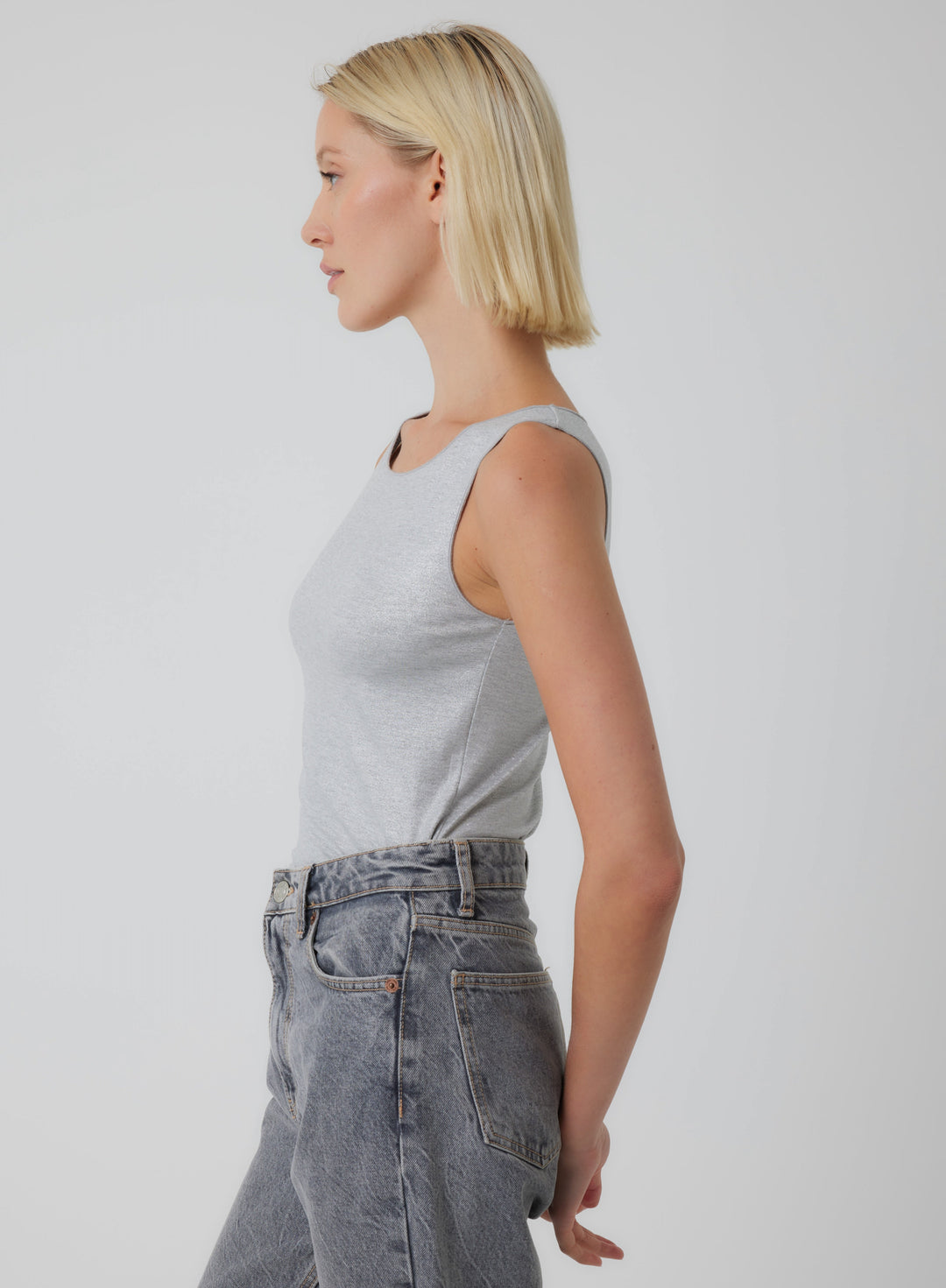 Soft Touch Metallic Crewneck Tank
