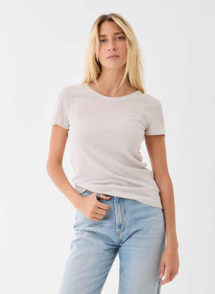 Lyocell Cotton Baby Rib Short Sleeve Crewneck T-Shirt