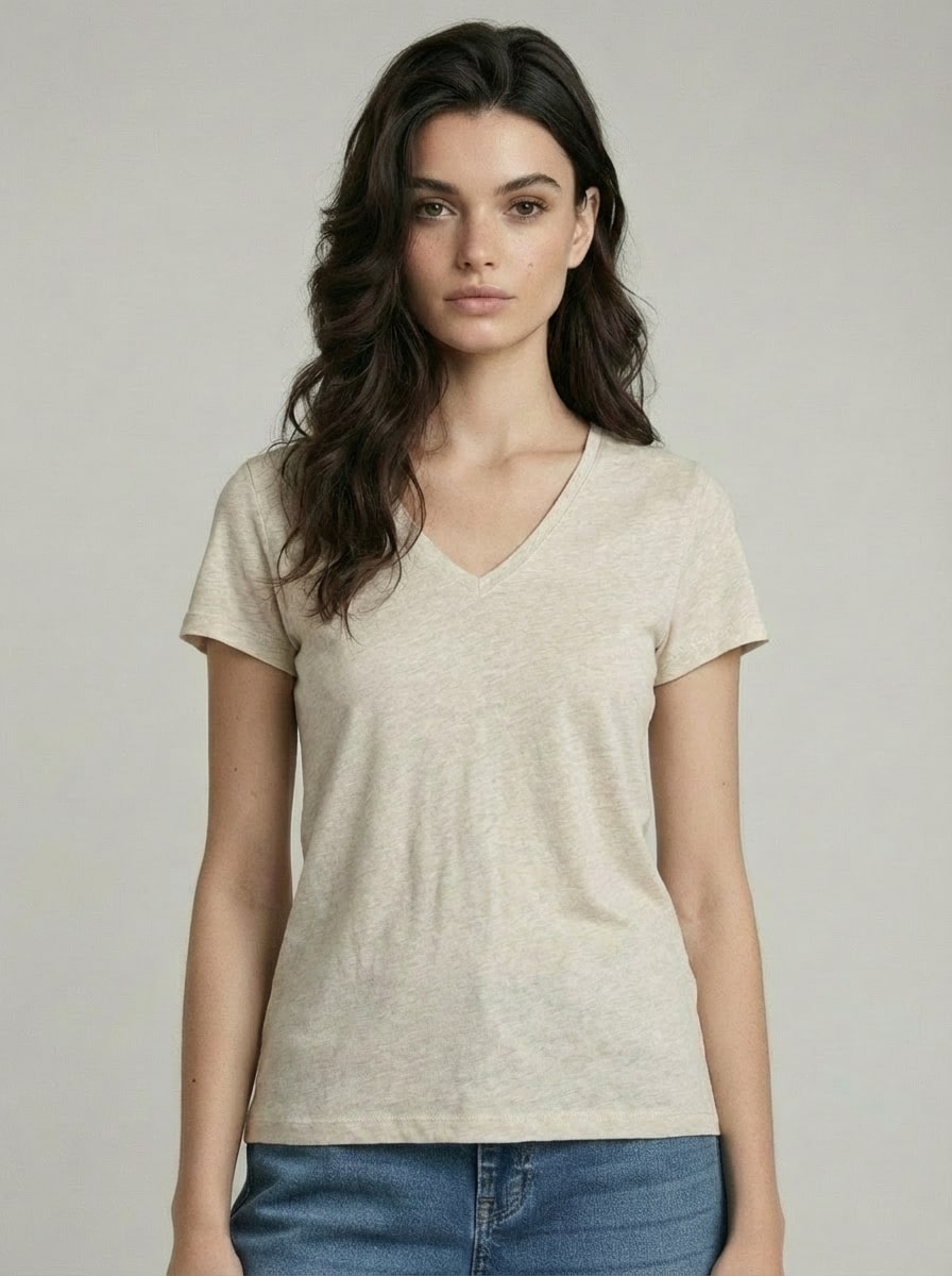 DELUXE COTTON S/S V-NECK
