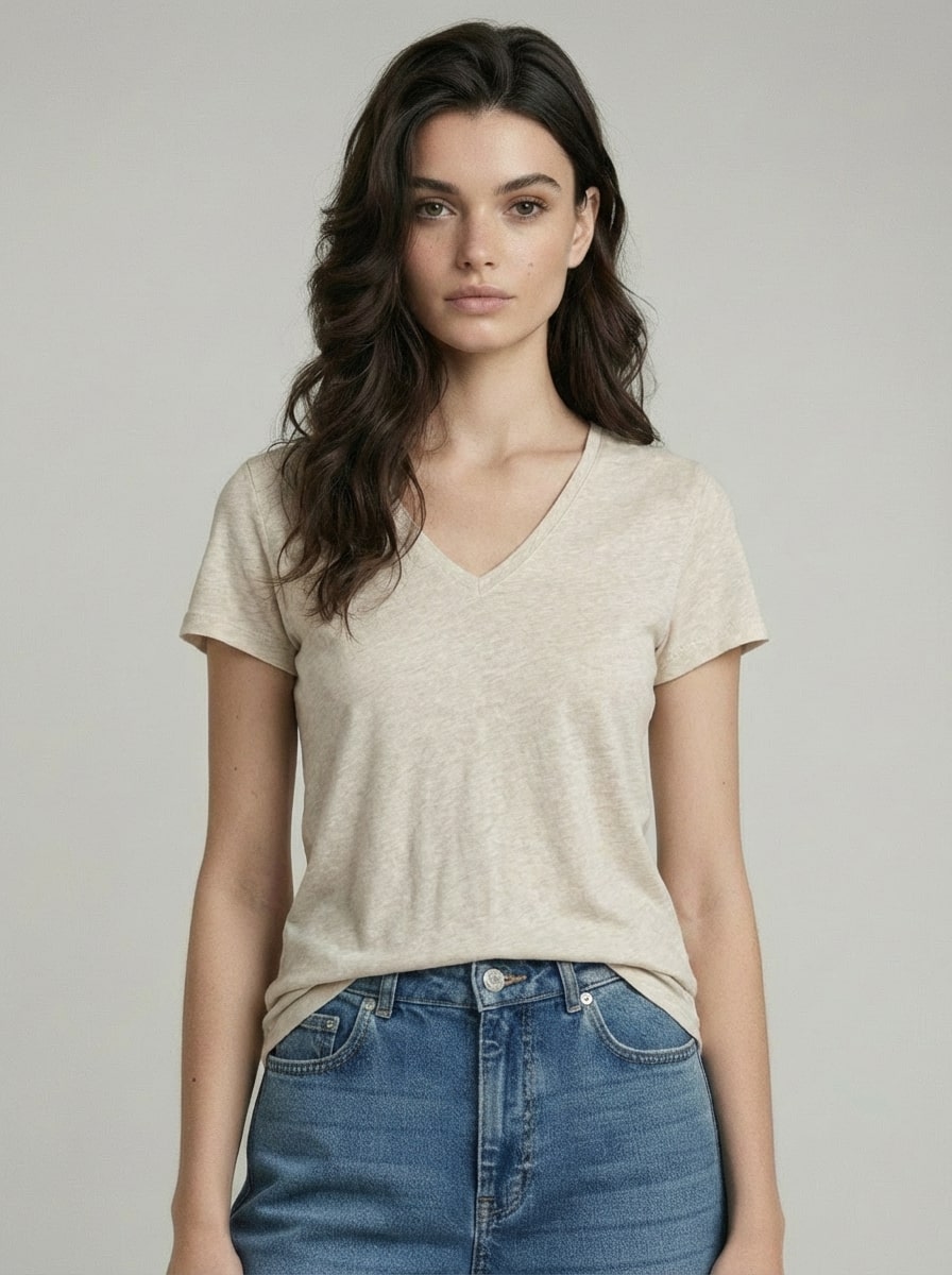DELUXE COTTON S/S V-NECK