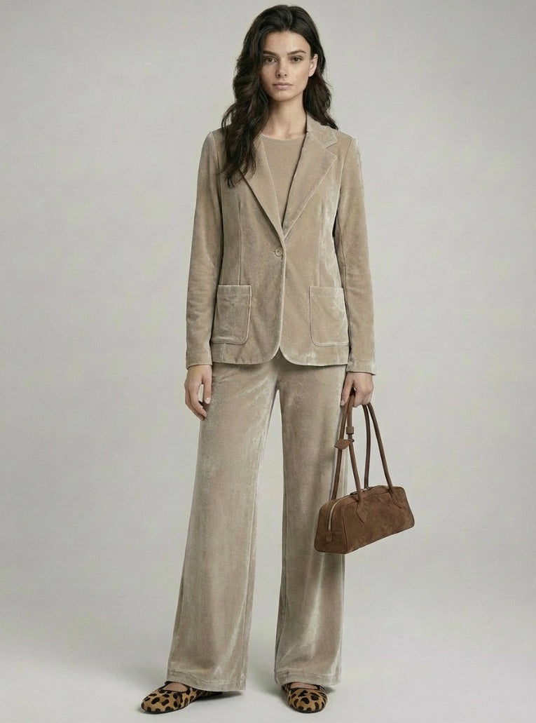 VELOUR ONE BUTTON BLAZER