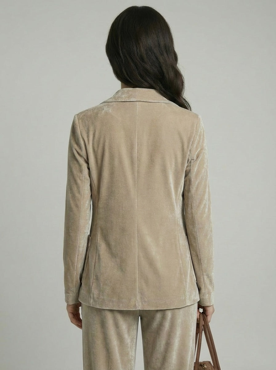 VELOUR ONE BUTTON BLAZER