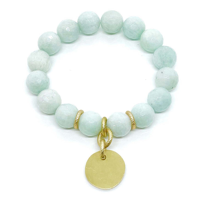 Amazonite Matte Gold  Charm Stretch Bracelet