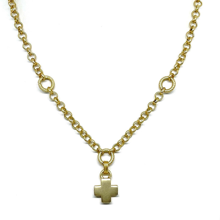 Matte Gold Cross Pendant Necklace