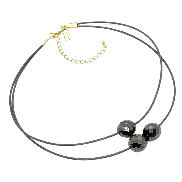 Grey Metallic Bead Necklace