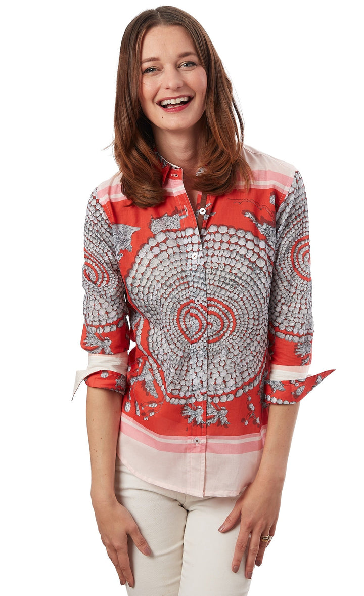 Rome 3/4 Sleeve Coral Print XS / 4023-R832