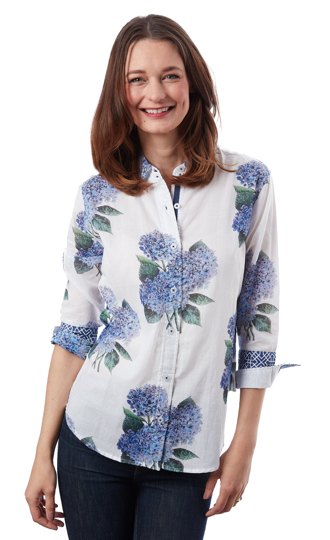 3/4 Sleeve Rome Shirt Hydrangea Print XS / 4023-S862-XS