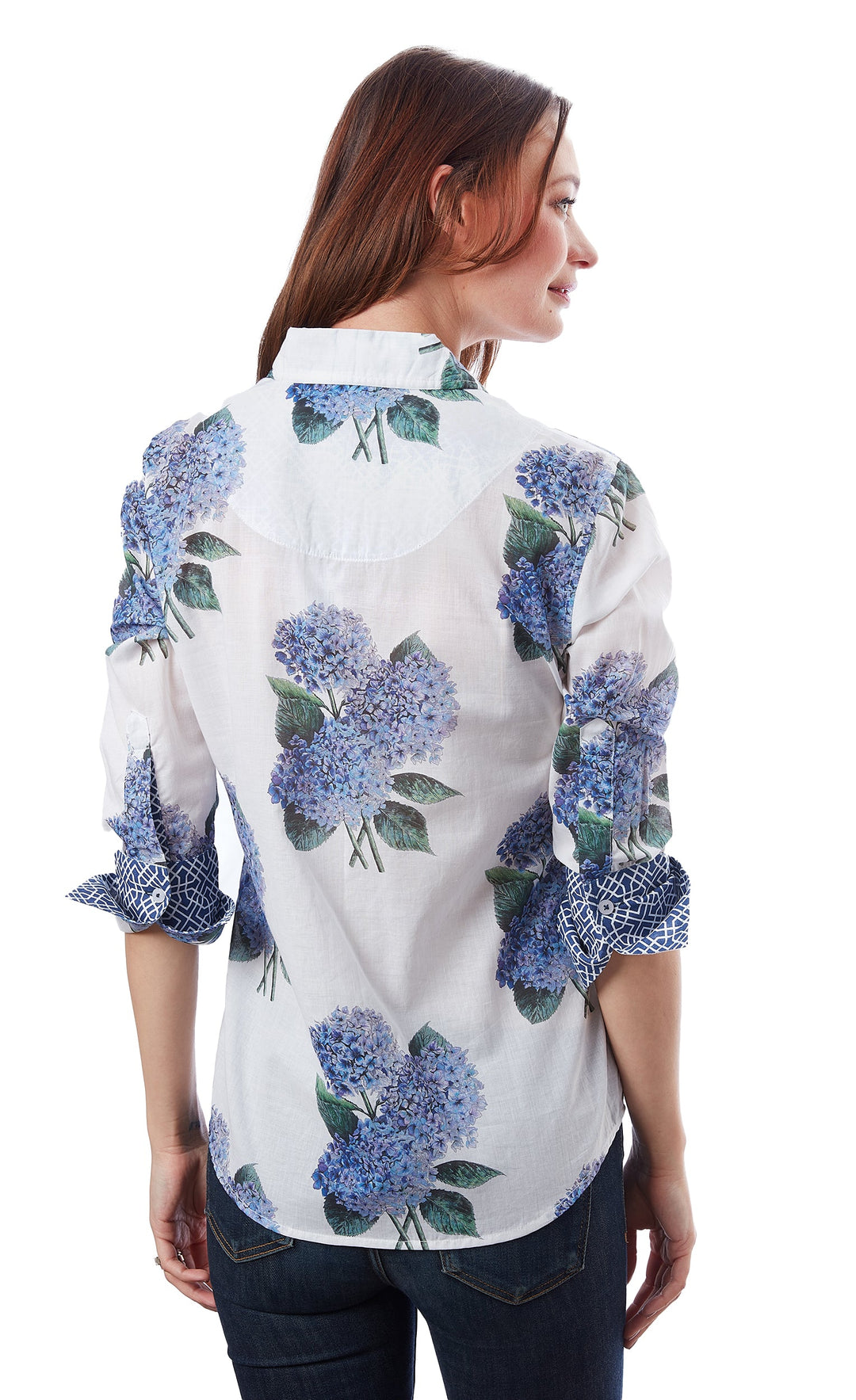 3/4 Sleeve Rome Shirt Hydrangea Print XS / 4023-S862-XS