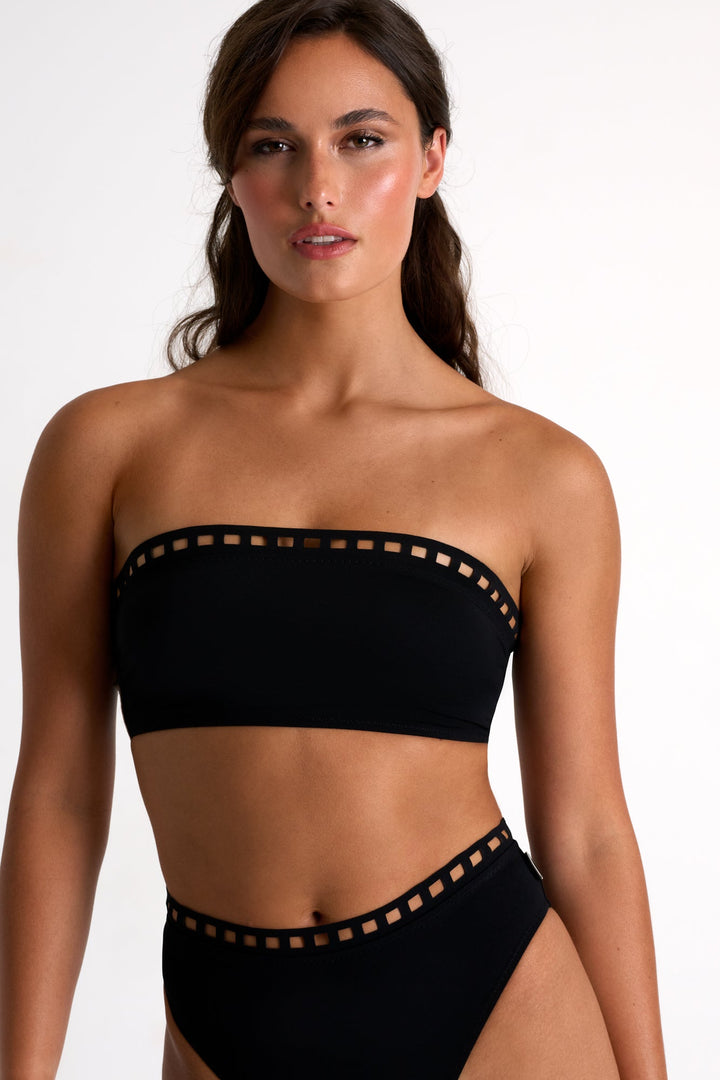 Bandeau Bikini Top With Mosaic Cutouts 04 / 800 Black