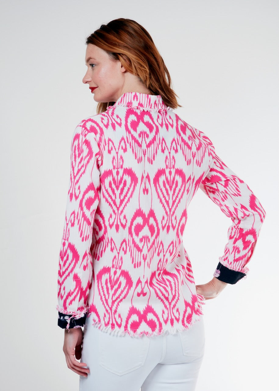 Cape Cod Tunic Pink White Ikat XS