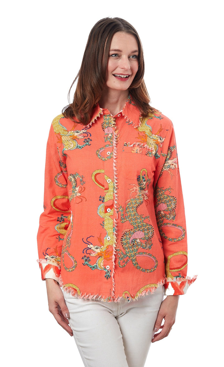 Cape Cod Tunic Orange Dragon Print XS / 4949-R954