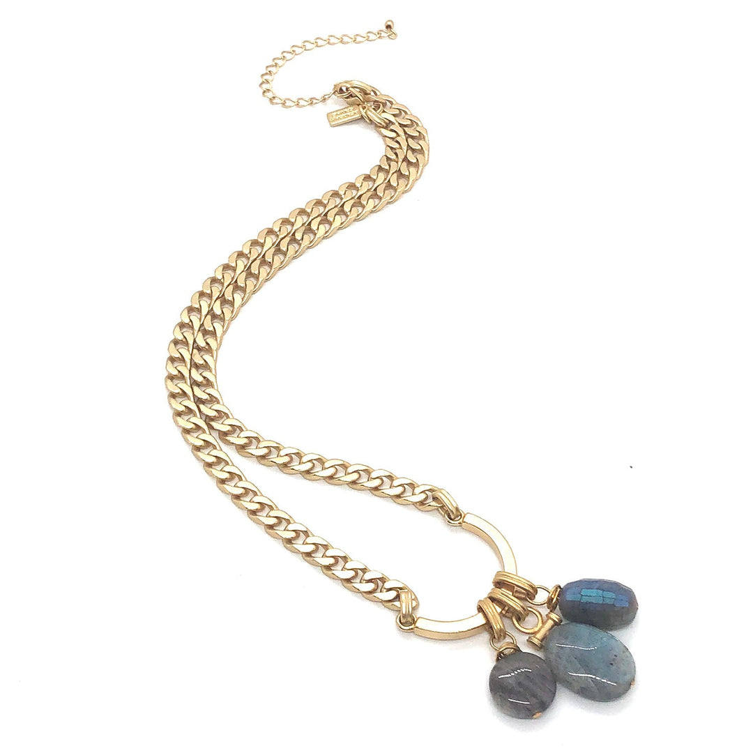 Horseshoe Natural Labradorite Charm Necklace