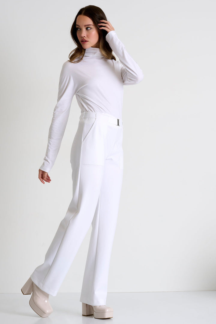 Elegant Belted Pants - 52367-52-000 02 / 000 White / 75% POLYAMIDE, 25% ELASTANE