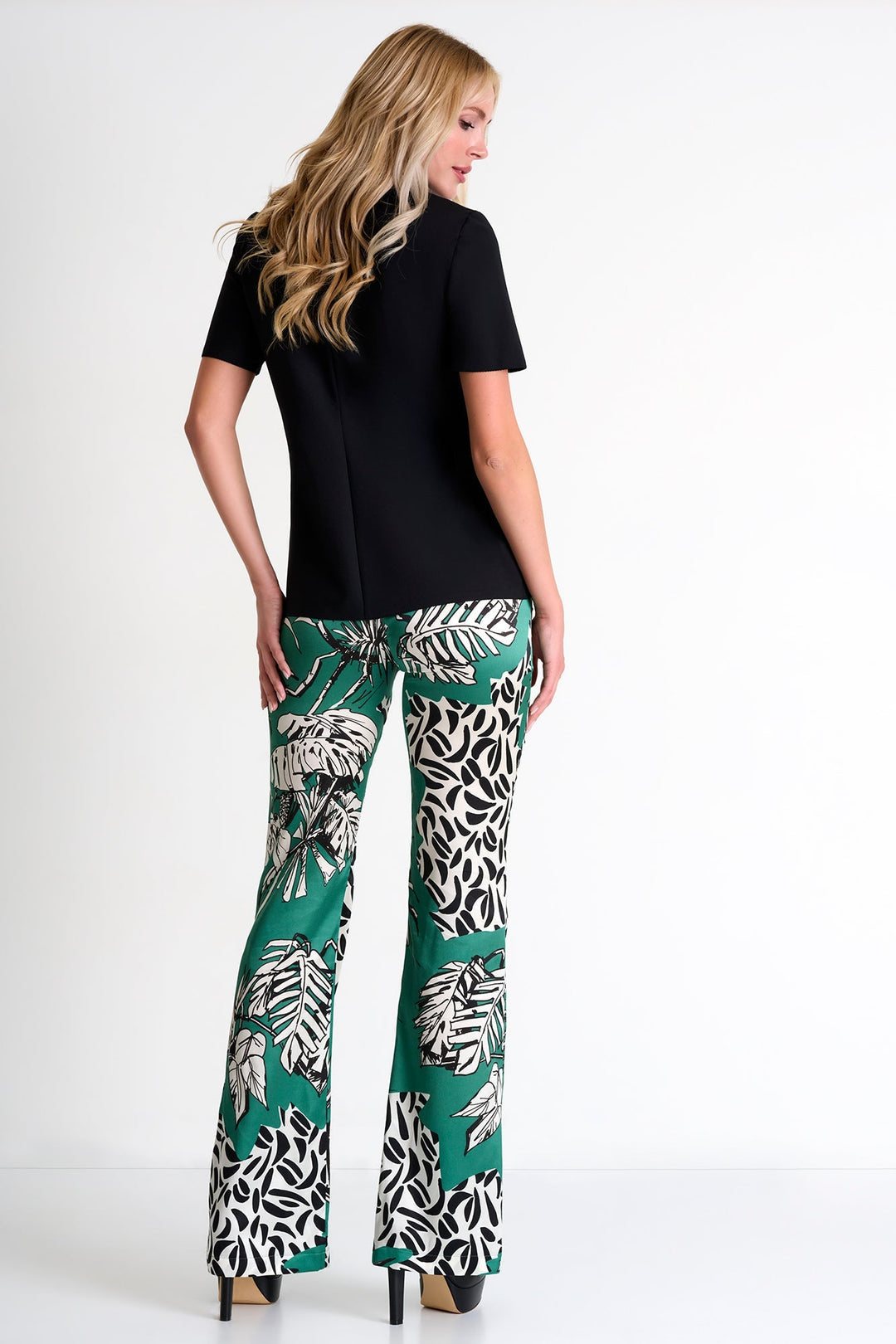 Silk Flared Trousers - 52451-53-951 02 / 951 Oasis / 95% SILK 5% ELASTANE