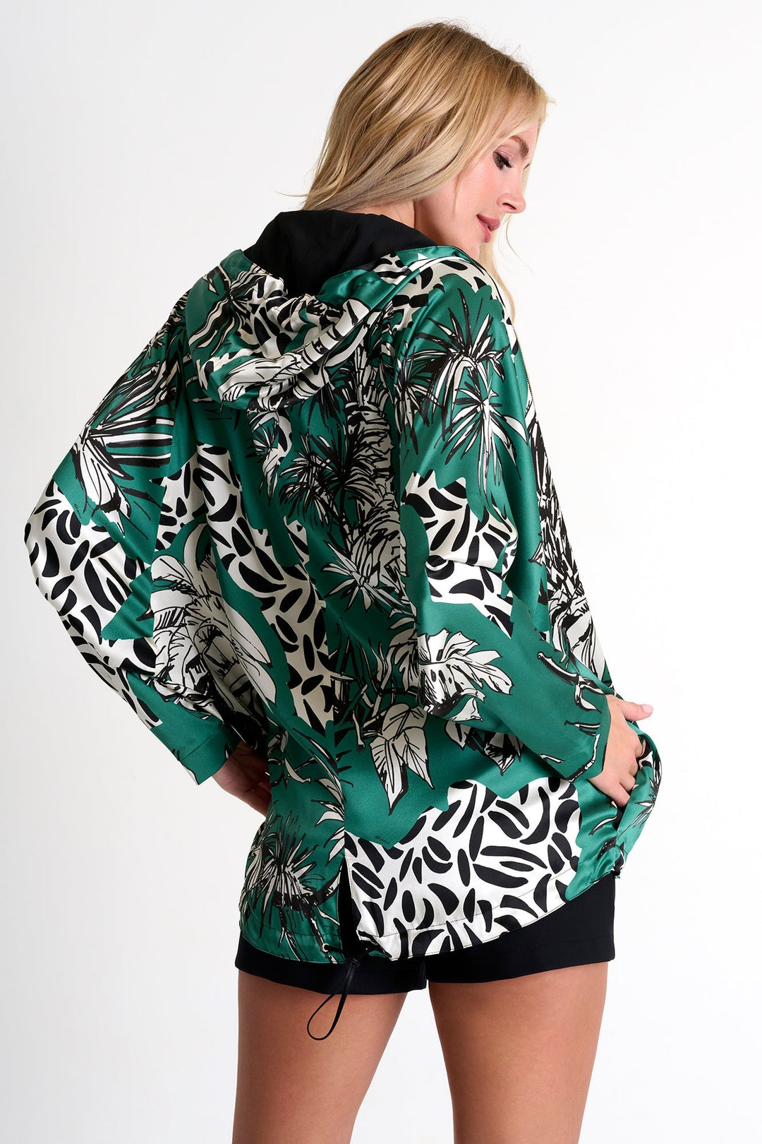 Reversible Oversized Silk Jacket  - 52451-79-951 02 / 951 Oasis / 95% SILK 5% ELASTANE