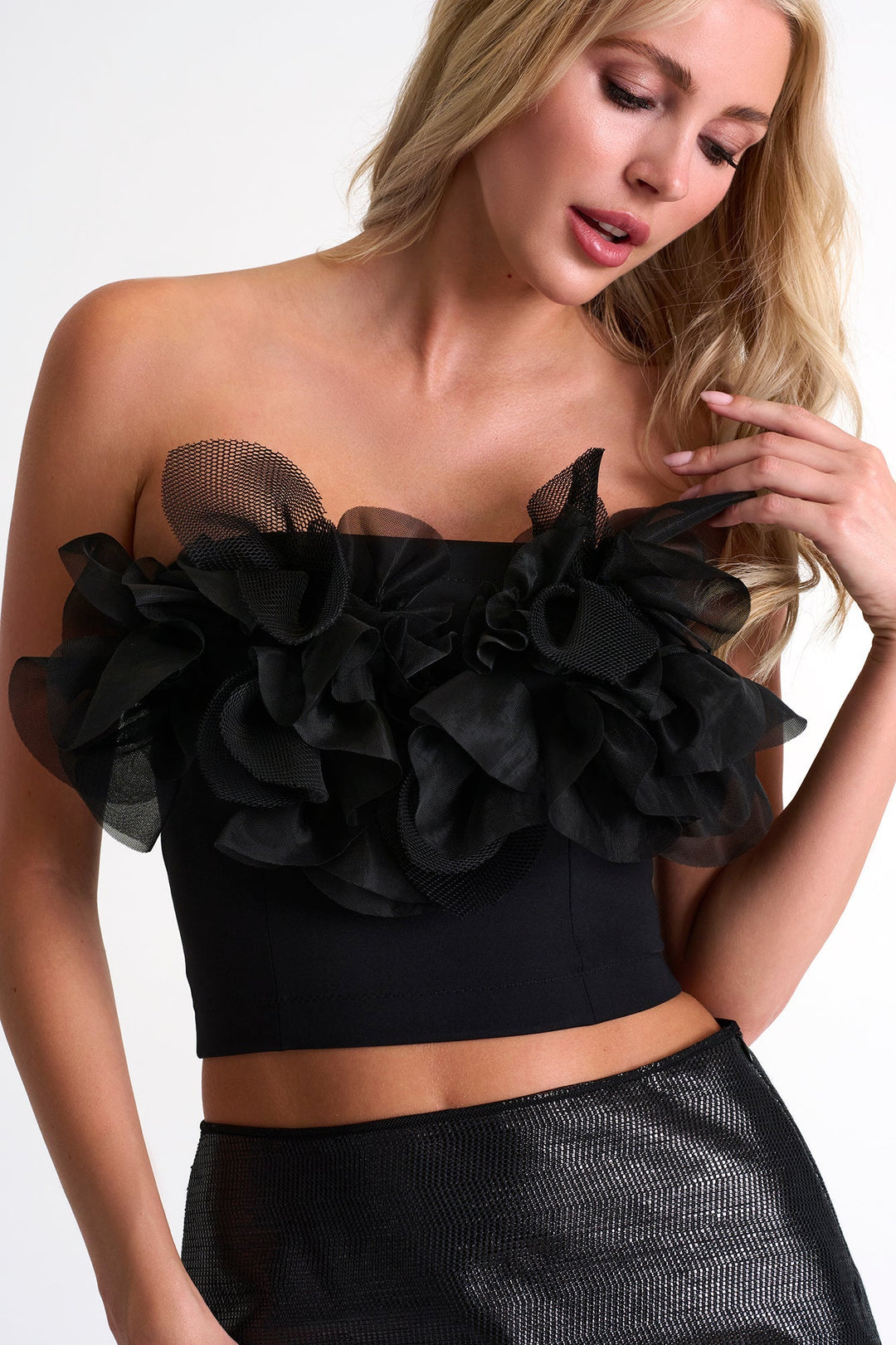 Floral Bustier Top - 52486-26-800 02 / 800 Caviar / 75% POLYAMIDE, 25% ELASTANE