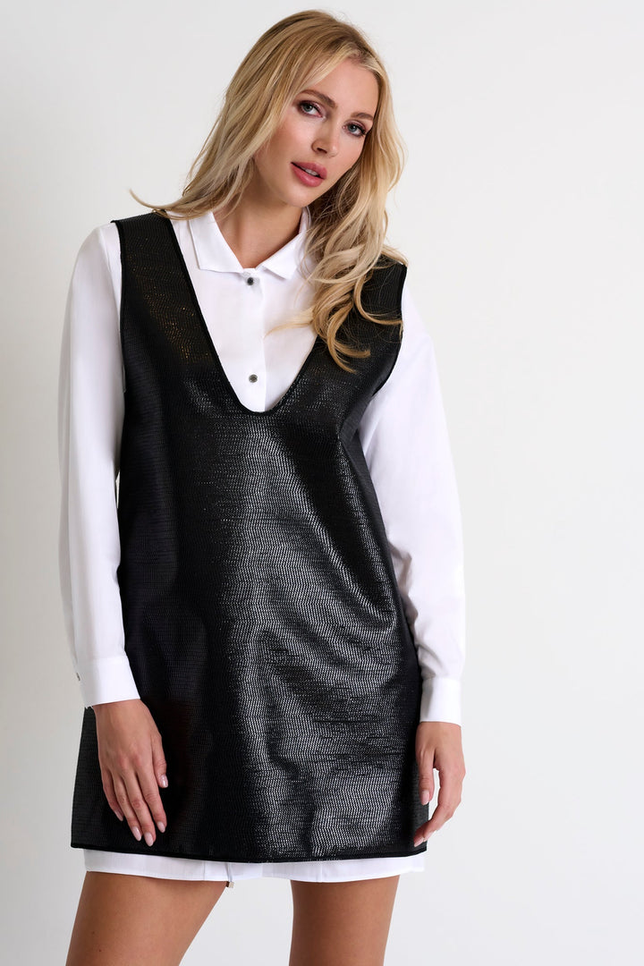 Luxury Pinafore Dress - 52488-66-800 02 / 800 Caviar / 70% ACRYLIC 25% POLYESTER 5%POLYAMI