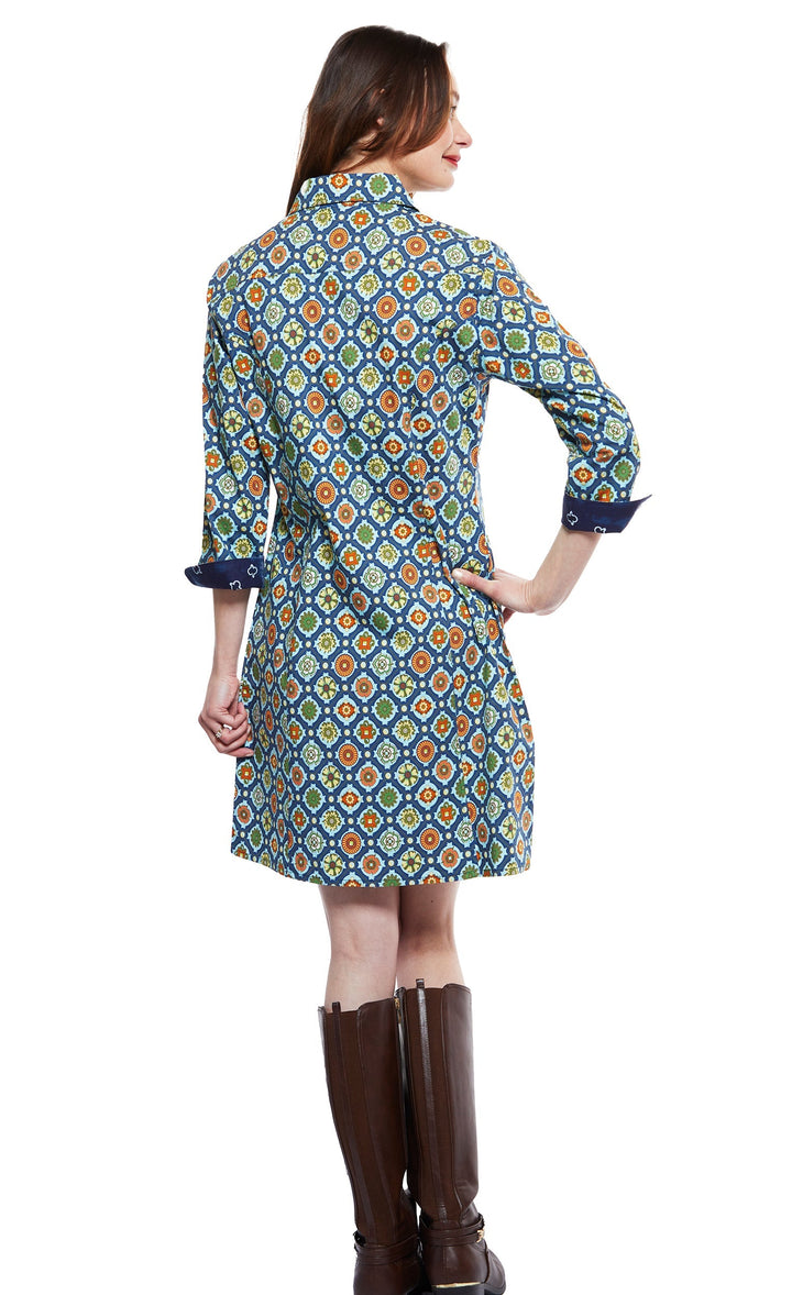 Sag Harbor Dress In Navy Medallion Print XS / 611-F804