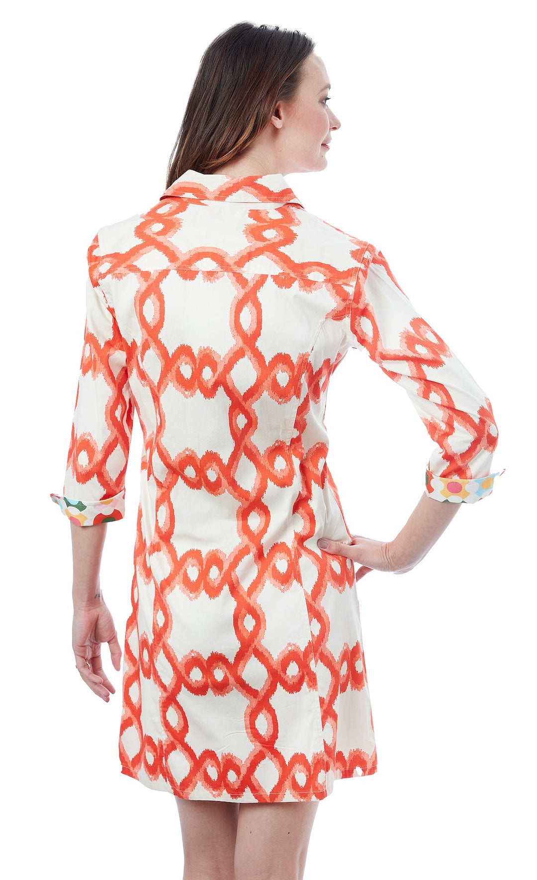 Sag Harbor Orange White Flame Stitch Print XS / 611-R922