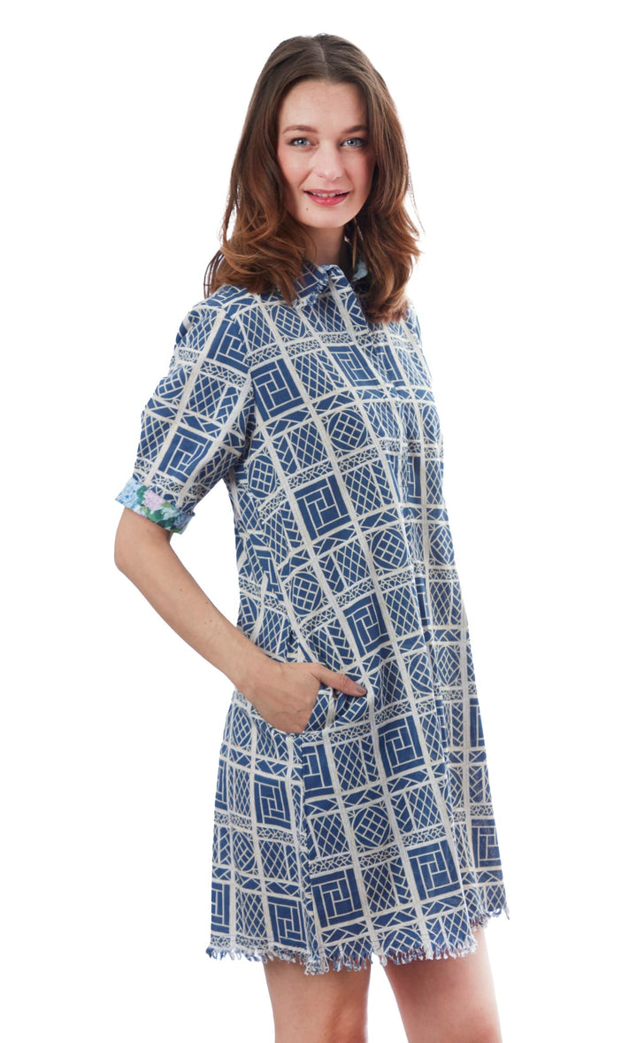 Chatham Dress Navy Chinoiserie XS / 615A-R822