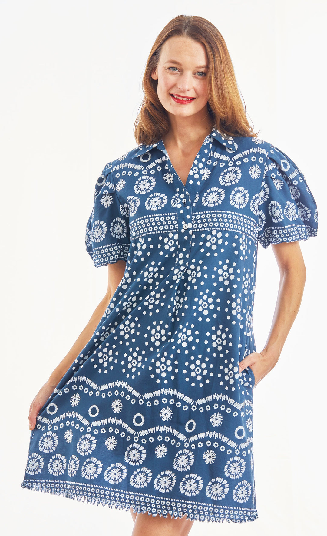 Beaufort Dress Puff Sleeve Ikat Print XS / 6636-S669