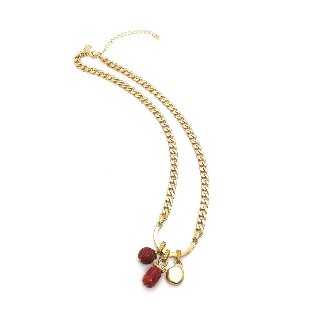 Horseshoe Red Sponge Coral Charm Necklace