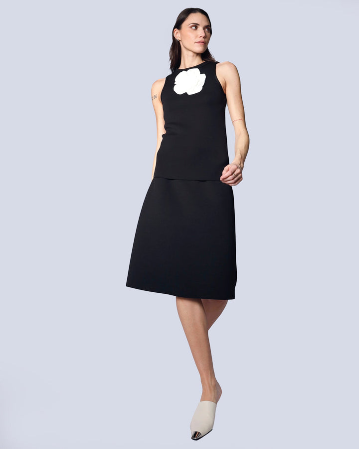 Maison Marie Saint Pierre | Skirt | HUNTLEY | Black | Top | HAYA | Black | Brooch | HAMELOT5 | White