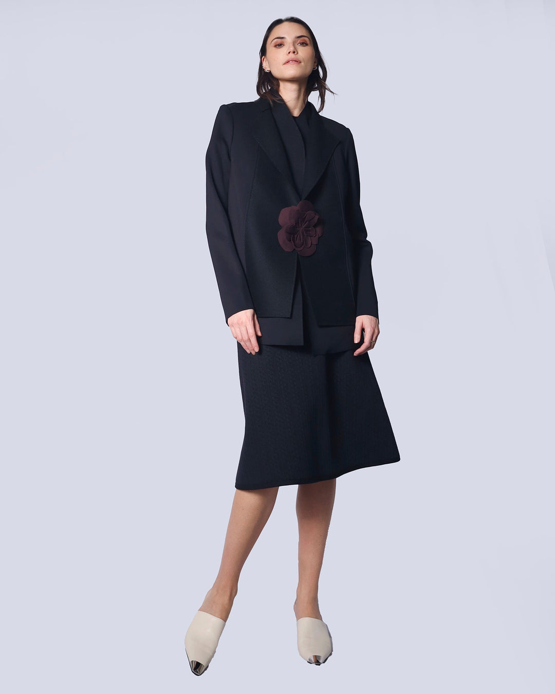 Maison Marie Saint Pierre | Jacket | HILDRED | Black | Skirt | HIZOR | Black | Brooch | HAMELOT5 | Plum