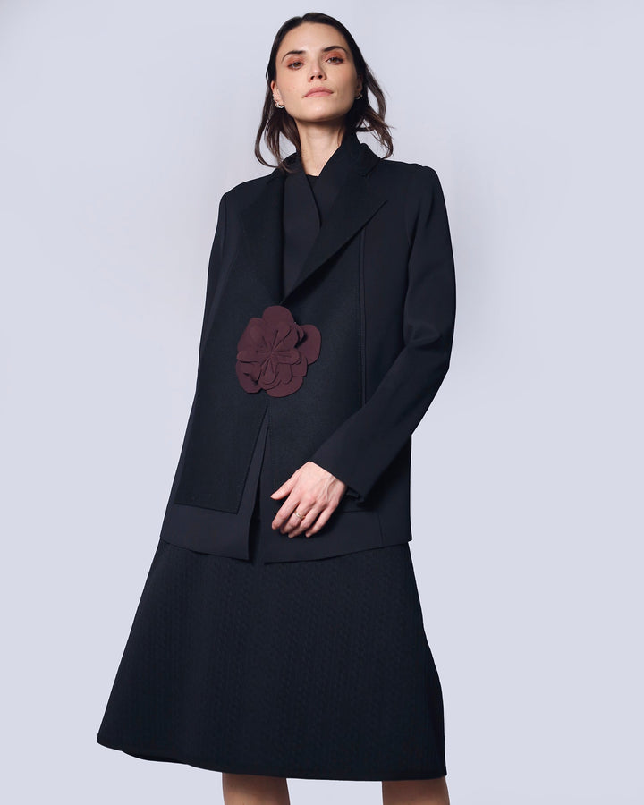 Maison Marie Saint Pierre | Jacket | HILDRED | Black | Skirt | HIZOR | Black | Brooch | HAMELOT5 | Plum