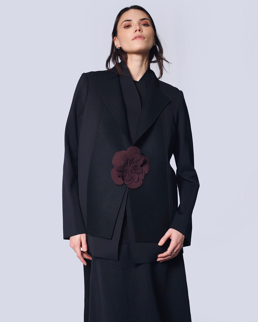 Maison Marie Saint Pierre | Jacket | HILDRED | Black | Skirt | HIZOR | Black | Brooch | HAMELOT5 | Plum