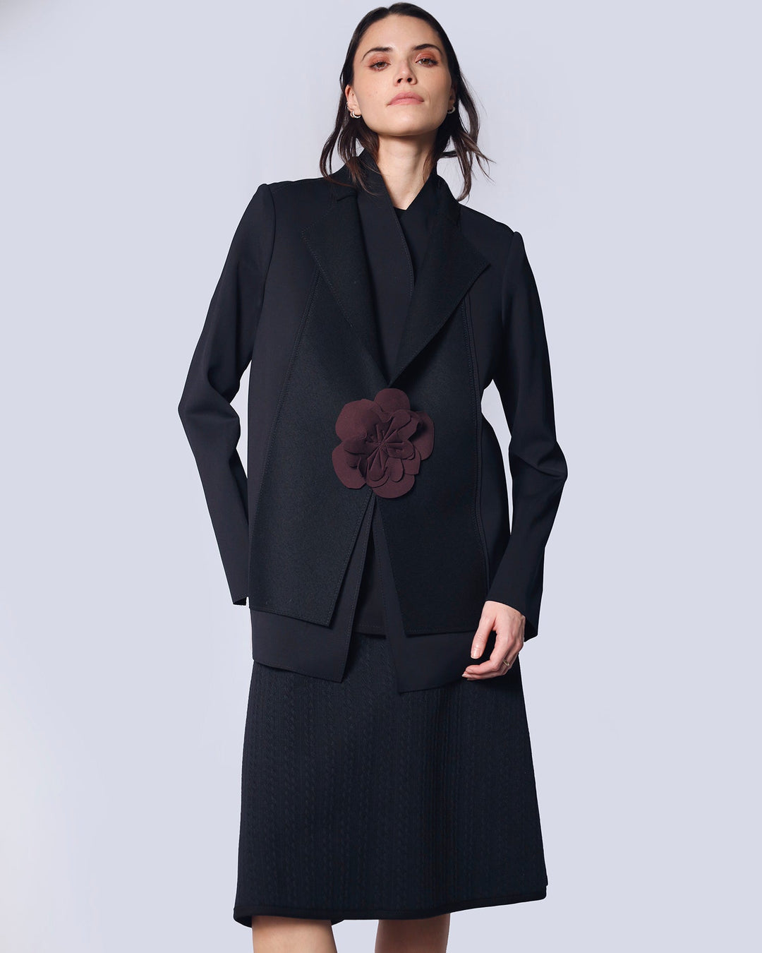 Maison Marie Saint Pierre | Jacket | HILDRED | Black | Skirt | HIZOR | Black | Brooch | HAMELOT5 | Plum